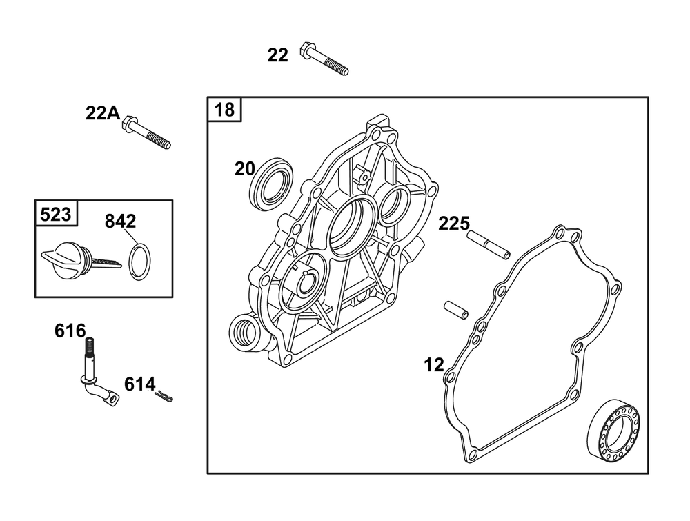 Crankcase Cover/Sump And Lubrication Group Diagram and Parts List for 117432-0624-B1  Briggs and Stratton Engine